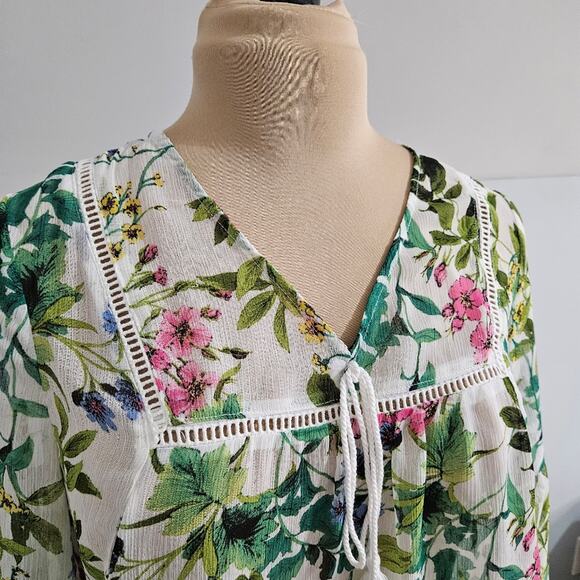 Chenault Tassel Top Womens Small Floral Bloomcore Spring Boho Hippie Vibrant - Picture 5 of 13
